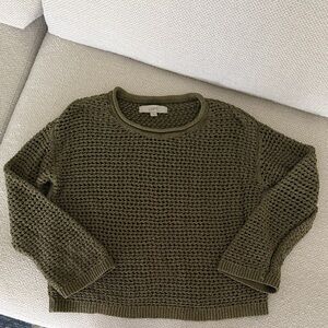 LOFT Textured Knit Sweater in Olive